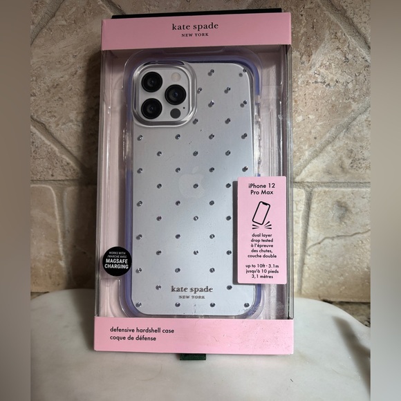Kate Spade Defensive Hard Case for iPhone 12 Pro Max Pin Dot Lilac - Picture 1 of 9